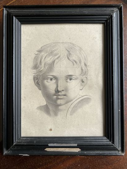 null Feuille d'étude, XVIIIe 
Portrait de jeune enfant 
Mine de plomb.
19 x 14 c...