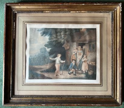 null English school of the 19th century
Country scenes
Pair of engravings in color.
28...