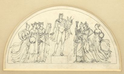 null François RUDE (1784-1855)
Study for a pediment, Apollo and the muses
Pen and...