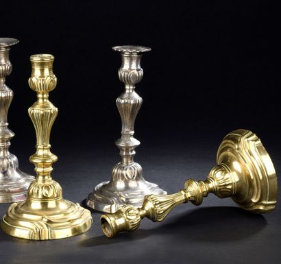 Pair of gilt metal torches, 18th c.
The shaft...