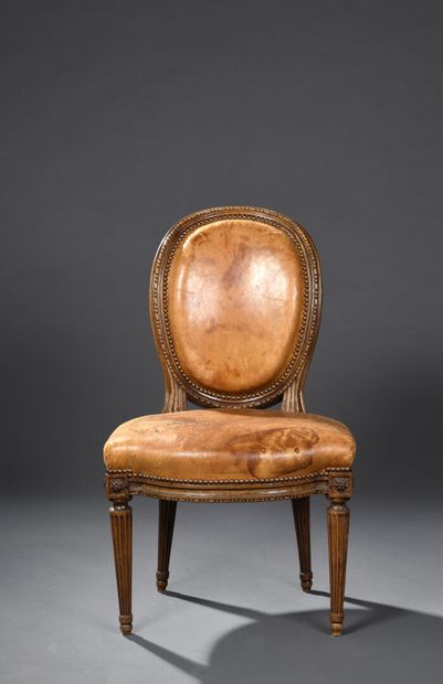 Molded and carved walnut chair stamped L....