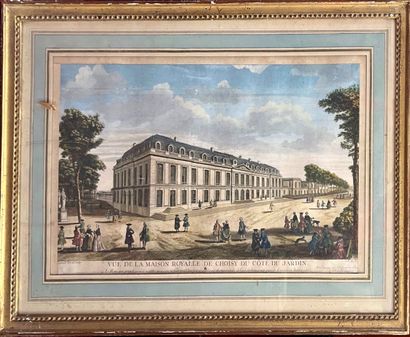 null D'après Jacques RIGAUD
Vue de la maison royale de Choisy
Gravure réhaussée à...