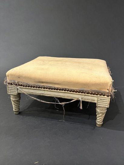Rectangular stool in molded wood carved and...