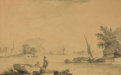 null Attribué à Alexandre NOËL (1752-1834)
Paire de scènes portuaires
Crayon noir.
16...