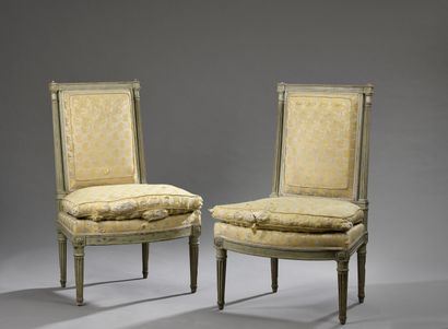 Pair of Louis XVI period carved and lacquered...