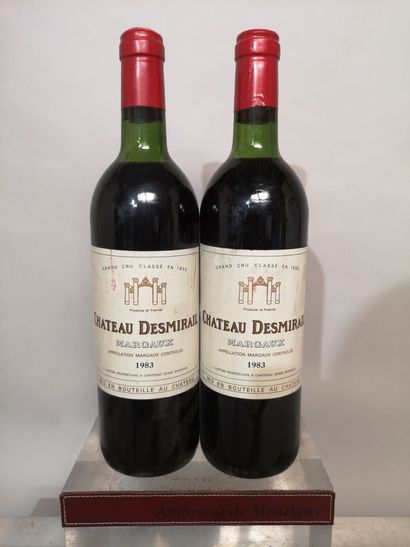 null 2 bouteilles Château DESMIRAIL - 3ème Gcc Margaux 1983	Etiquettes légèrement...