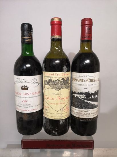 3 bouteilles de BORDEAUX DIVERS 
1 Château...