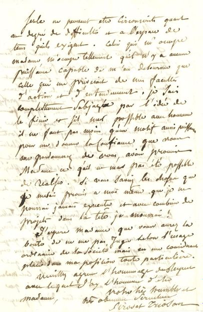 null Anne-Louis GIRODET-TRIOSON. L.A.S., [March 1819?], to Madame de REISET; 2 pages...