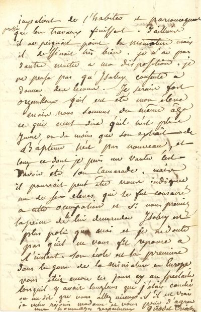 null Anne-Louis GIRODET-TRIOSON. L.A.S., [1819 ?], à Madame de REISET ; 2 pages
in-8,...
