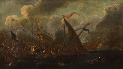null Cornelis de WAEL (Antwerp, 1592 - Rome, 1667)
Naval battle
Canvas.
Lifts and...