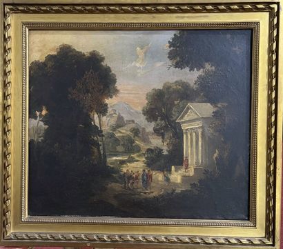 null École FRANÇAISE vers 1820
Pélerins d'Emmaüs et Paysage
Paire de toiles.
38 x...