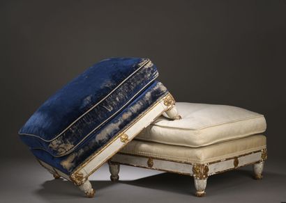null Pair of molded, carved, lacquered and gilded wood footstools by Jacob D. from...