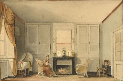 null FRENCH SCHOOL from the first half of the 19th century
Interior view of a room...