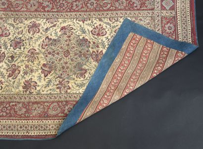 null Petit tapis dans un kalemkar, Inde, début du XIXe siècle, toile de coton peinte,...