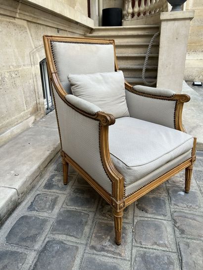null Louis XVI period carved molded beech armchair, attributed to H. Jacob
With a...