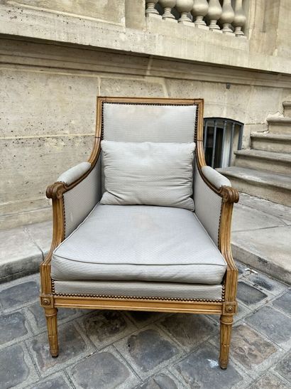 null Louis XVI period carved molded beech armchair, attributed to H. Jacob
With a...