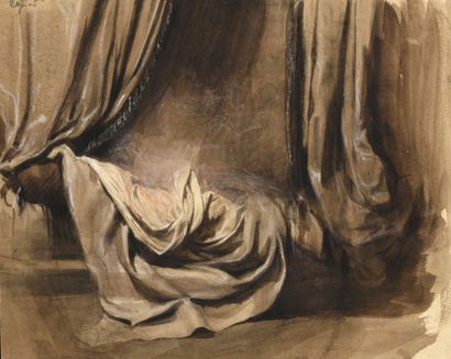 null FRENCH SCHOOL, circa 1820
The Unmade Bed
Brown ink wash, black stone, red chalk...