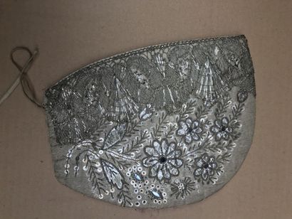 null Cap, Alsace, early nineteenth century, gros de Tours woven silver spun with...