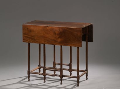 null Mahogany and mahogany veneer table gate leg attributed to Canabas of the Louis...