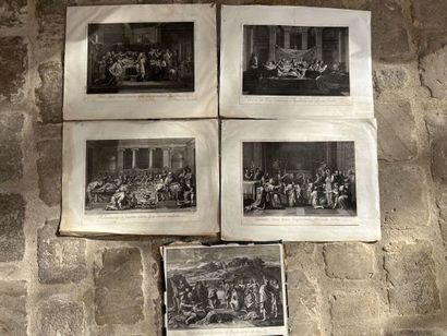 null French school, 18th century
Lot of five engravings by Benoist Audran after Nicolas...