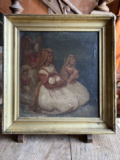 null French school, around 1840, follower of SCHNETZ
Italian women kneeling 
Oil...