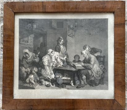 null After Greuze, 18th century
The reading of the Bible
Engraving in a walnut frame...