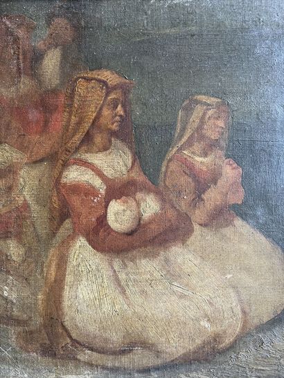 null French school, around 1840, follower of SCHNETZ
Italian women kneeling 
Oil...