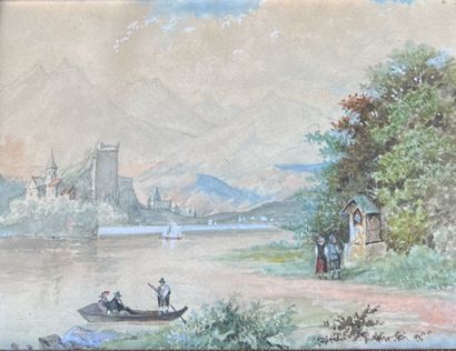 null Ecole française vers 1850
Vues de villages
Paire d'aquarelles
22 x 27 cm