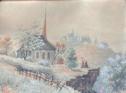 null Ecole française vers 1850
Vues de villages
Paire d'aquarelles
22 x 27 cm