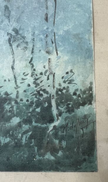 null M. de JUILLY, XIXème
Forêts 
Paire d'aquarelles signées en bas à droite.
18...