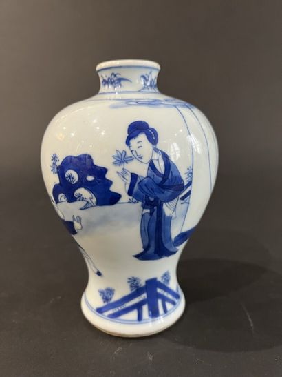 null CHINE, dans le style des Kangxi
Petit vase balustre en porcelaine bleu blanc...