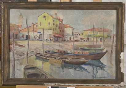 null Louis-Etienne DAUPHIN (1885-1926)
Vue d'un port du Midi
Aquarelle
Signée en...
