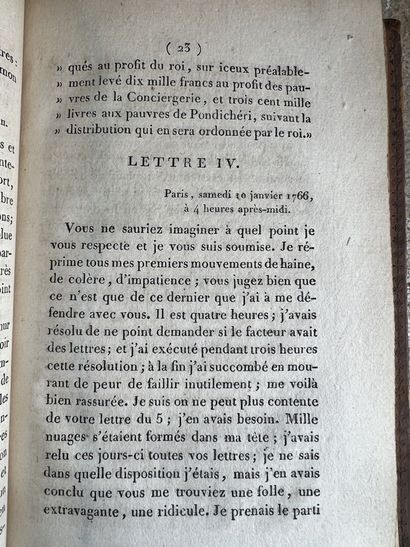 null Lettre de Madame du Deffand,
Tome 1 à 4 datés 1812 relié cuir.
Correspondance...