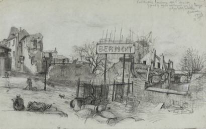 null Eugène Véder (1876-1936)
Lot de cinq dessins
Le pont-Marie - Paris, rue de Bièvre...