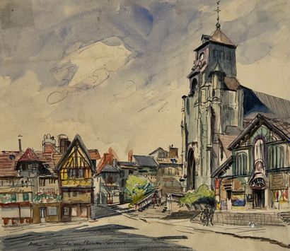 null Eugène Véder (1876-1936)
Lot de dix dessins
Lisieux : Place Victor Hugo - Rue...