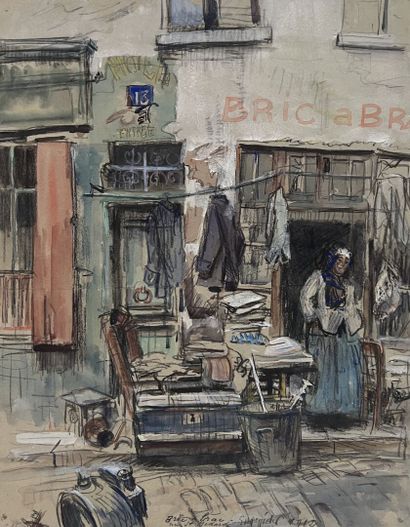 null Eugène Véder (1876-1936)
Lot de trois dessins 
Bicêtre, marché sur le trottoir...