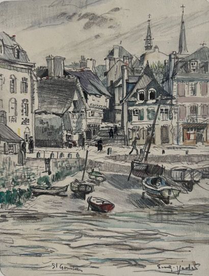 null Eugène Véder (1876-1936)
Lot de onze dessins
St Pôl de Léon - Port breton -...