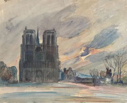 null Eugène Véder (1876-1936)
Lot de 11 dessins dont
Pont et fontaine Saint-Michel...