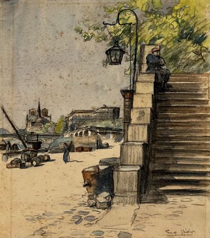 null Eugène Véder (1876-1936)
Lot de 6 dessins
Paris, place du Chatelet, la fontaine...