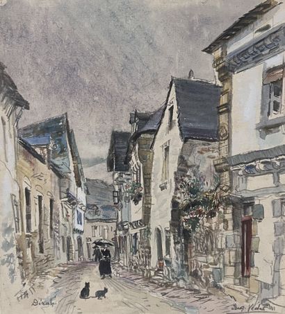 null Eugène Véder (1876-1936)
Lot de cinq dessins 
Dinan, les Porches - La vieille...