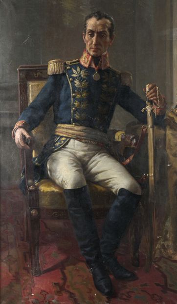 null École de la fin du XIXe siècle
Portrait de Simon Bolivar (1783-1830)
Huile sur...