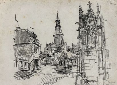null Eugène Véder (1876-1936)
Lot of six drawings including 
Vannes and Dinan.
Not...