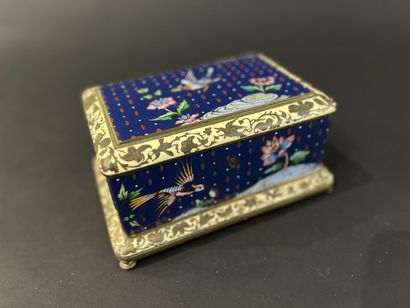 null Rectangular bronze and cloisonné enamel box circa 1880
Decorated with birds...