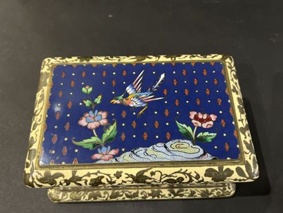 null COFFRET rectangulaire en bronze et émaux cloisonnés vers 1880
A décor d'oiseaux...