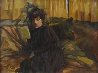 Adolphe GUMERY (1861-1943)
Woman reading
Canvas.
49...