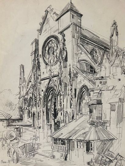 null Eugène Véder (1876-1936)
Lot de 14 dessins
Bayeux, angle de la rue des Cuisiniers...