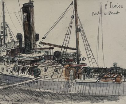 null Eugène Véder (1876-1936)
Lot de onze dessins
St Pôl de Léon - Port breton -...
