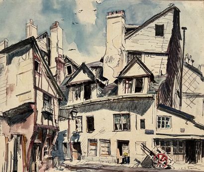 null Eugène Véder (1876-1936)
Lot de dix-huit dessins
Rouen dont : Rue les Eaux-de-Robec...