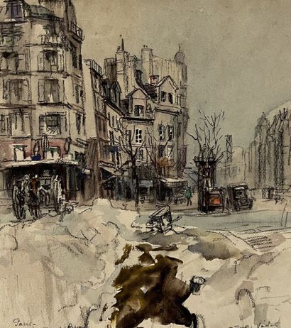 null Eugène Véder (1876-1936)
Lot de six dessins 
Paris, place de la Concorde, la...