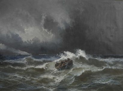 null Alfred GODCHAUX (1835-1885)
Barque dans la tempête
Huile sur toile.
Signée en...